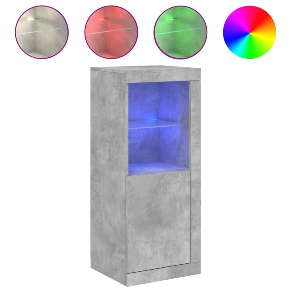 Aparador con luces LED gris hormigón 41x37x100