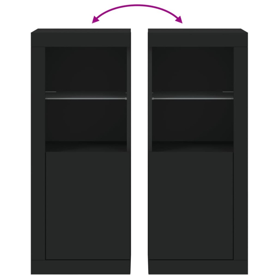 Aparador con luces LED negro 41x37x100