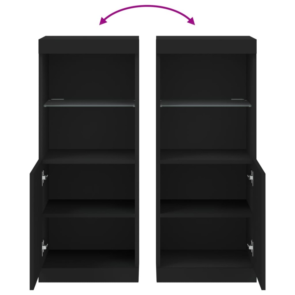 Aparador con luces LED negro 41x37x100