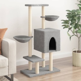 Rascador para gatos con postes de sisal gris claro 117