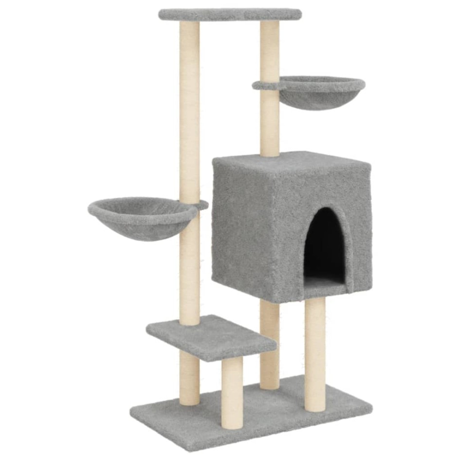 Rascador para gatos con postes de sisal gris claro 117