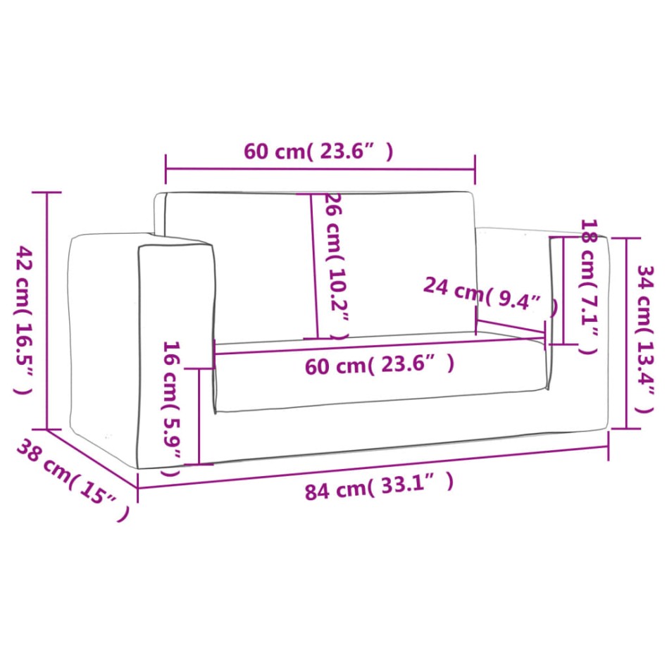 Sofá cama para niños de 2 plazas felpa suave