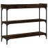 Mesa consola con estantes roble ahumado 100x30x80