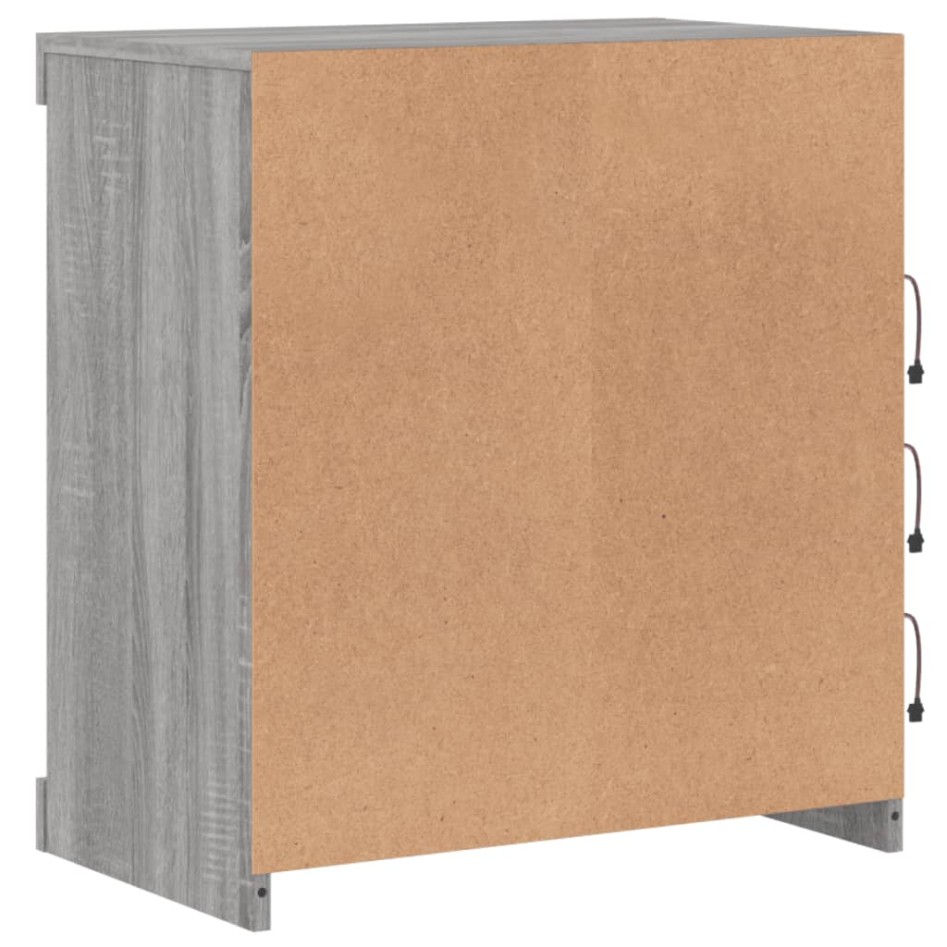 Aparador con luces LED gris Sonoma 60,5x37x67