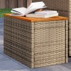 Mesas auxiliares de jardín 2 uds ratán madera beige 55x34x37cm
