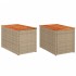 Mesas auxiliares de jardín 2 uds ratán madera beige