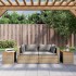 Mesas auxiliares de jardín 2 uds ratán madera beige