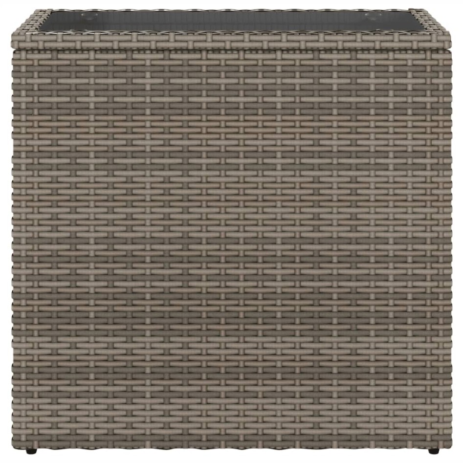Mesa auxiliar jardín tapa vidrio ratán PE gris 58x27,5x55