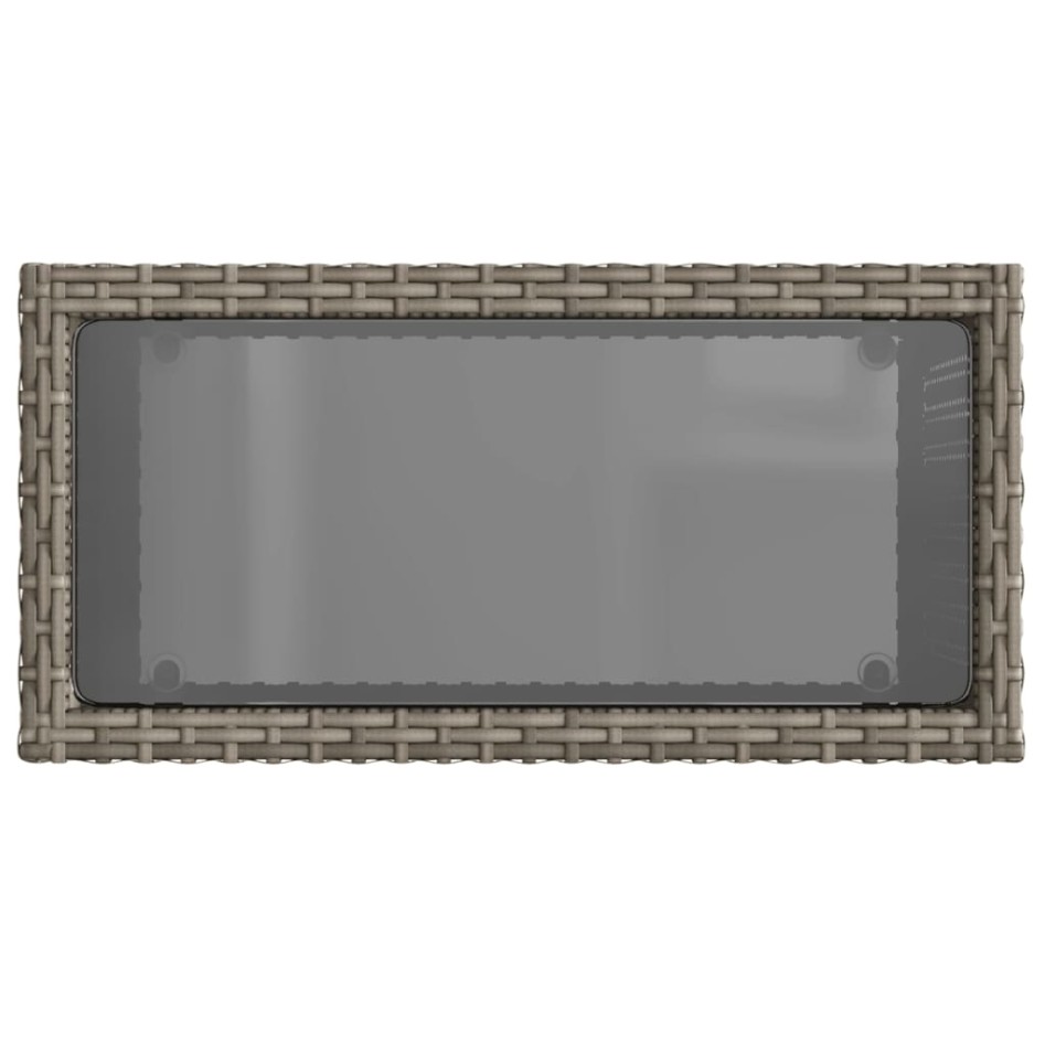 Mesa auxiliar jardín tapa vidrio ratán PE gris 58x27,5x55