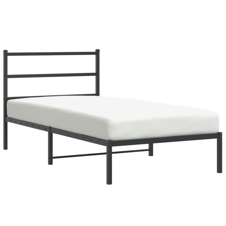 Estructura cama sin colchón con cabecero metal negro 100x190