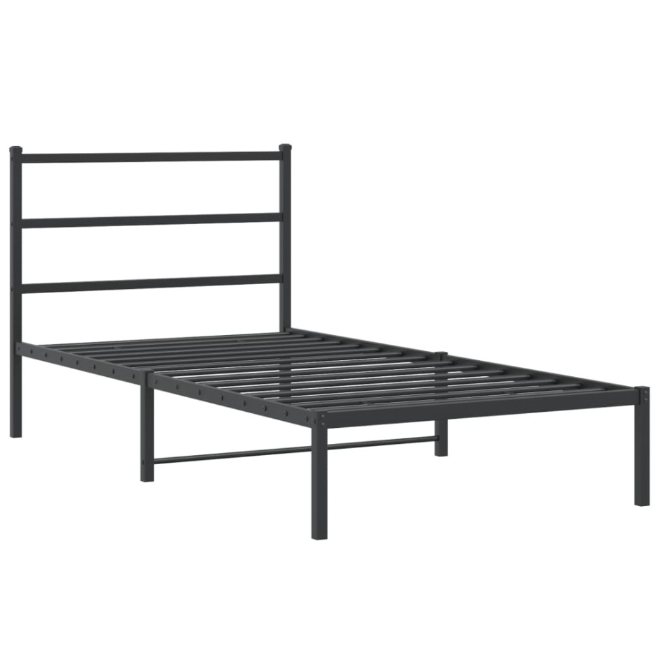 Estructura cama sin colchón con cabecero metal negro 100x190