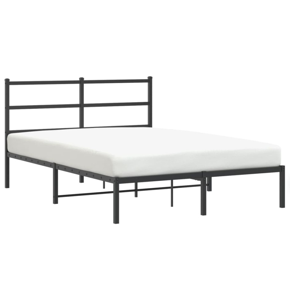 Estructura cama sin colchón con cabecero metal negro 140x190