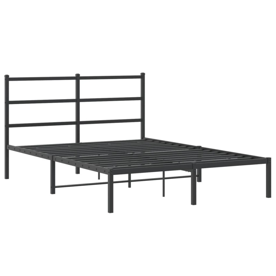 Estructura cama sin colchón con cabecero metal negro 140x190