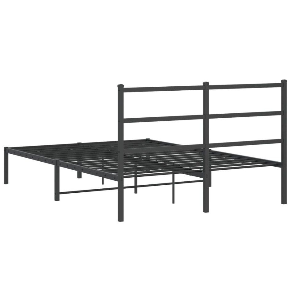 Estructura cama sin colchón con cabecero metal negro 140x190