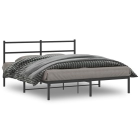 Estructura cama sin colchón con cabecero metal negro 150x200