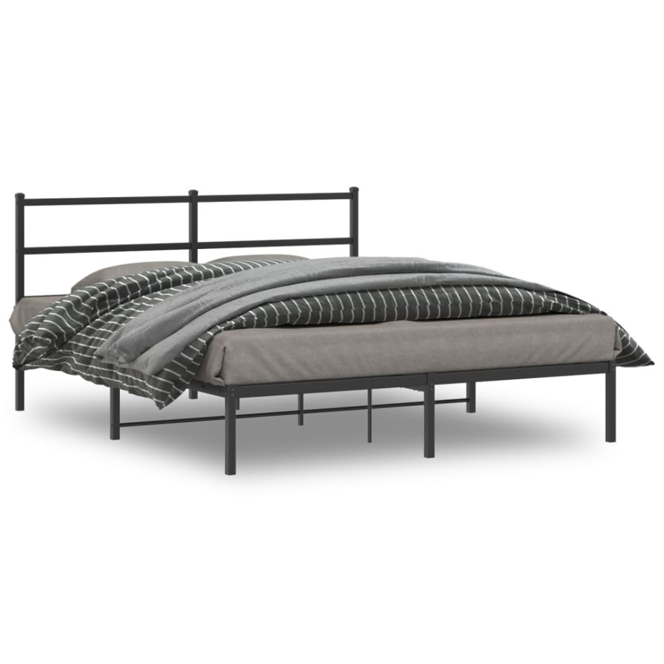 Estructura cama sin colchón con cabecero metal negro 150x200