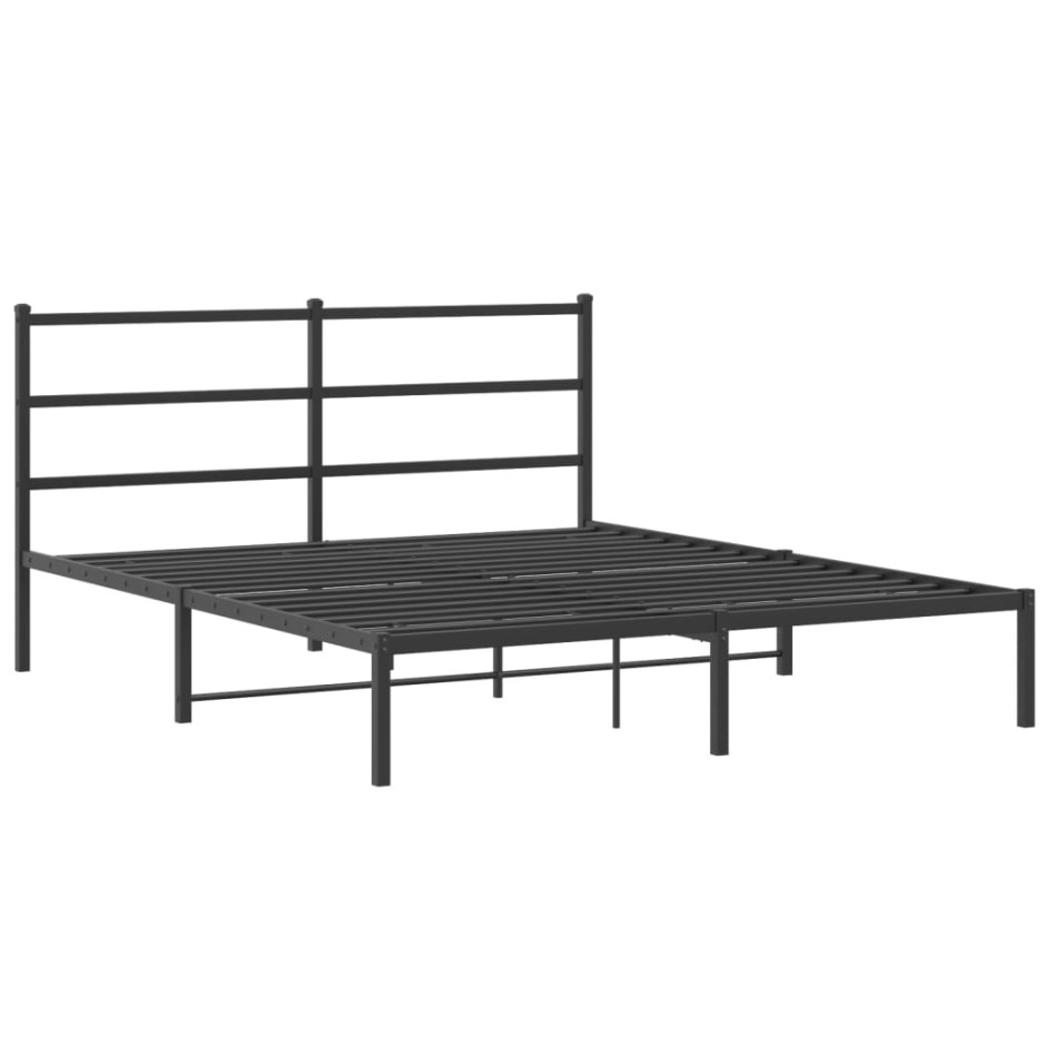 Estructura cama sin colchón con cabecero metal negro 150x200