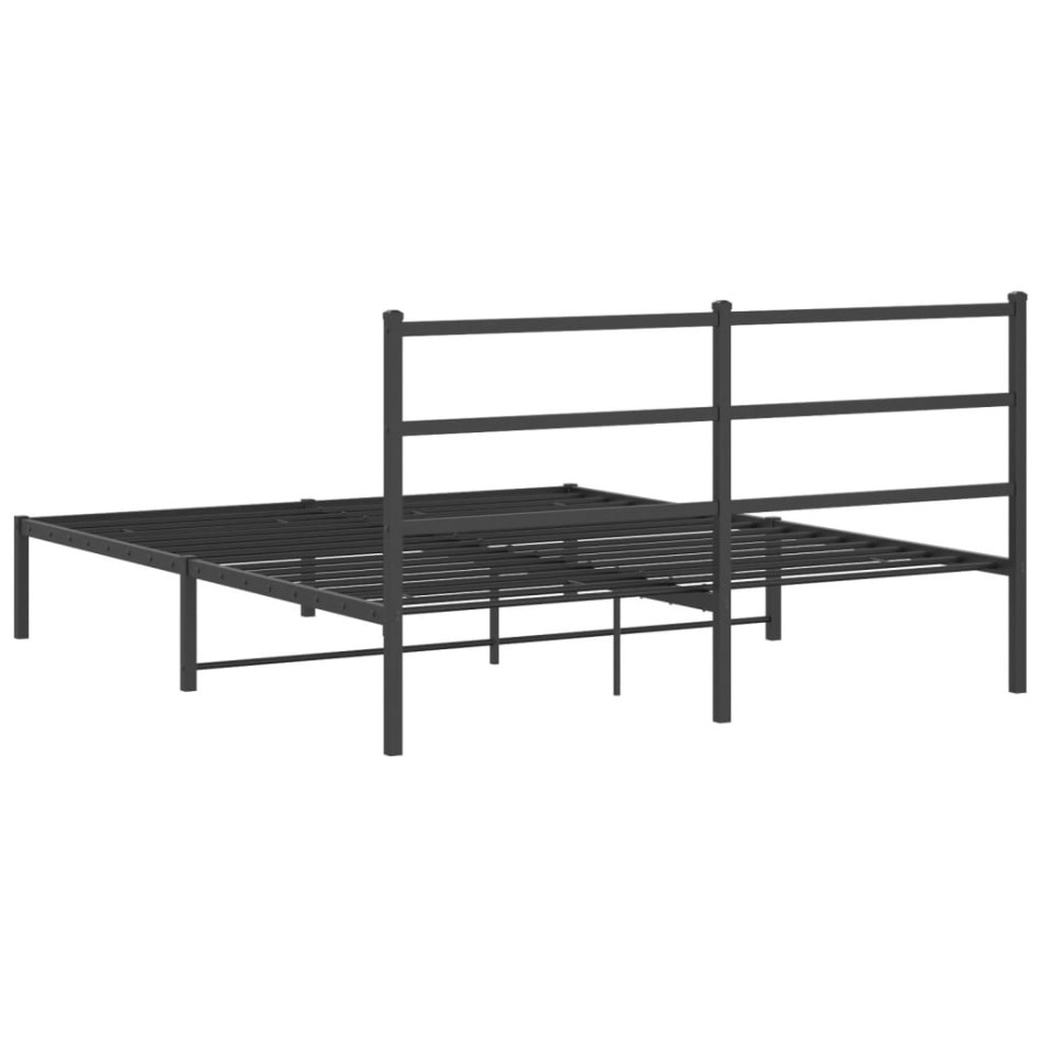 Estructura cama sin colchón con cabecero metal negro 150x200