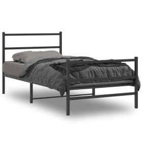 Estructura cama sin colchón con estribo metal negro 100x200
