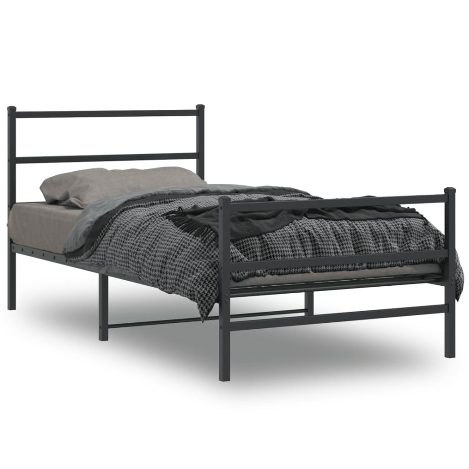Estructura cama sin colchón con estribo metal negro 100x200