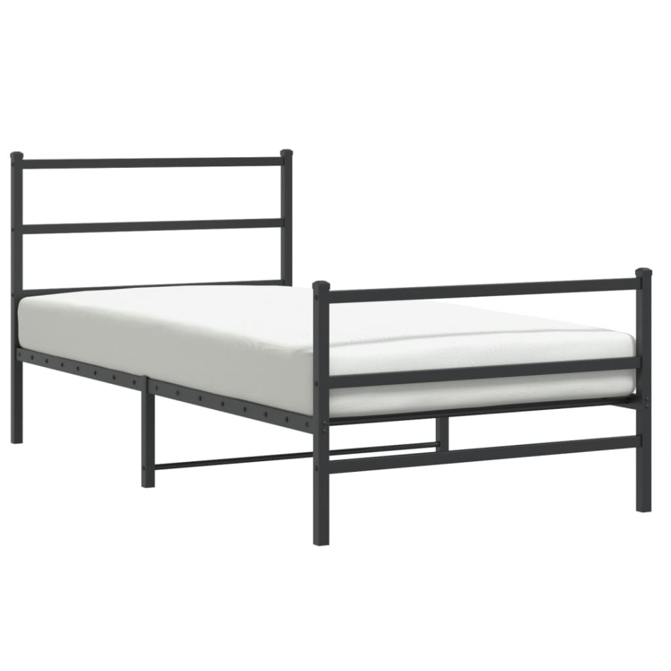 Estructura cama sin colchón con estribo metal negro 100x200