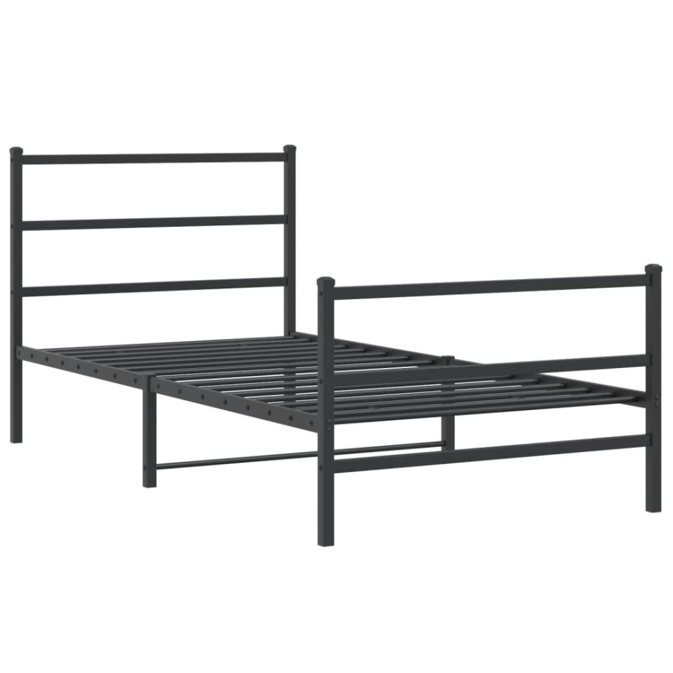 Estructura cama sin colchón con estribo metal negro 100x200