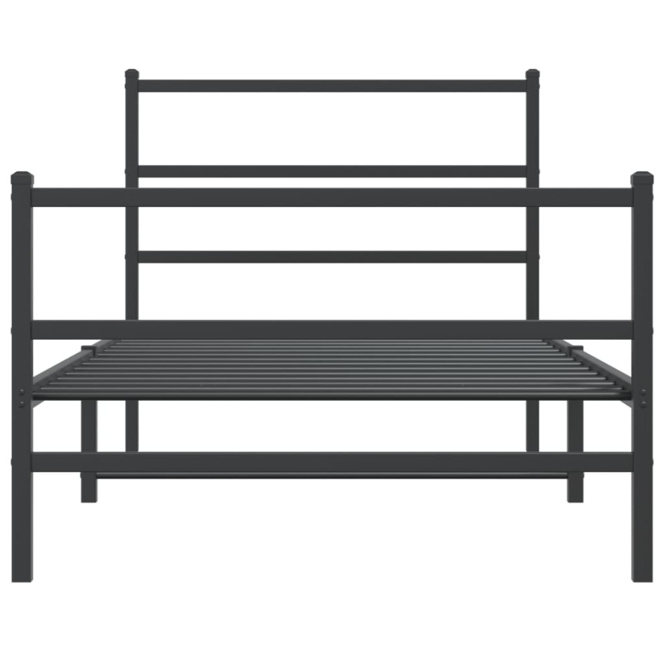 Estructura cama sin colchón con estribo metal negro 100x200