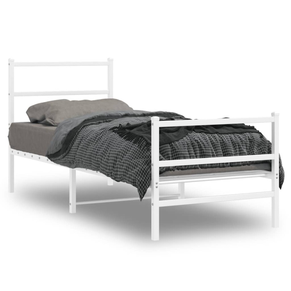 Estructura cama sin colchón con estribo metal blanco 80x200