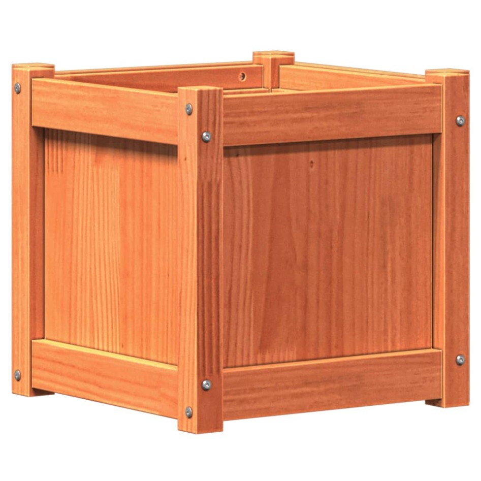 Jardineras de exterior 2 uds madera maciza de pino marrón