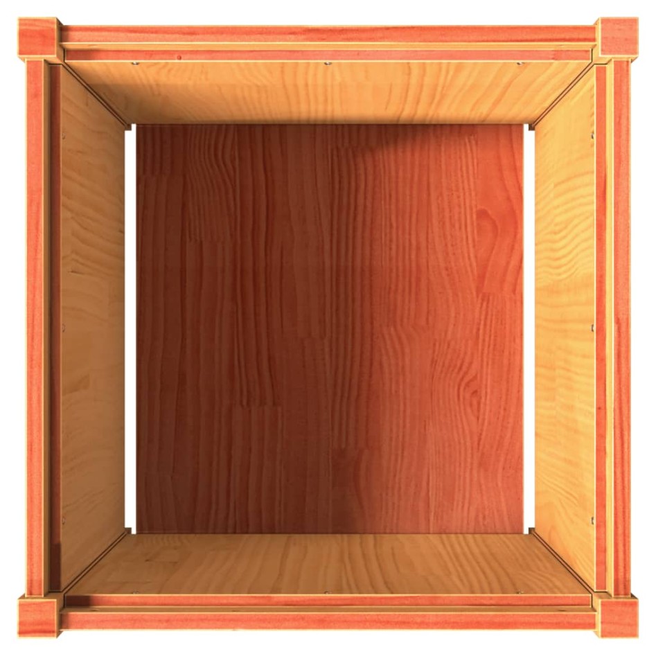 Jardinera exterior madera maciza pino marrón cera 60x60x60