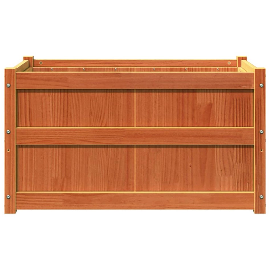 Jardinera exterior madera maciza pino marrón cera 90x50x50