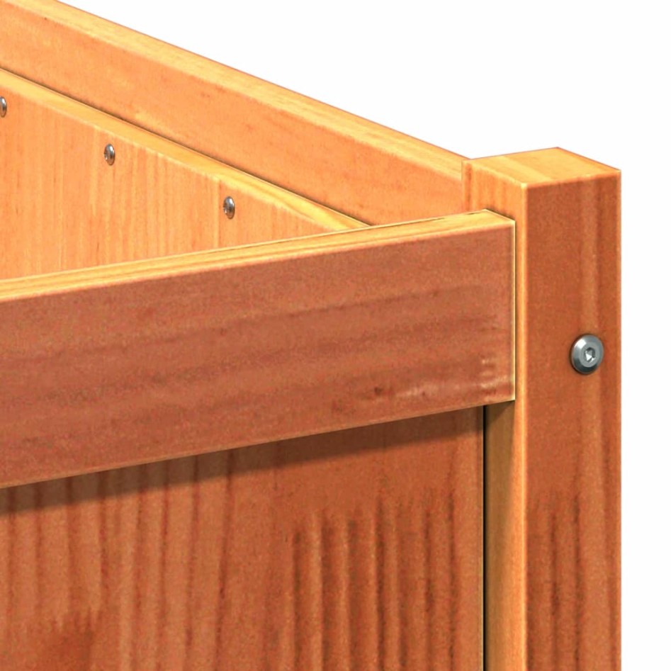 Jardinera exterior madera maciza pino marrón cera 90x50x50