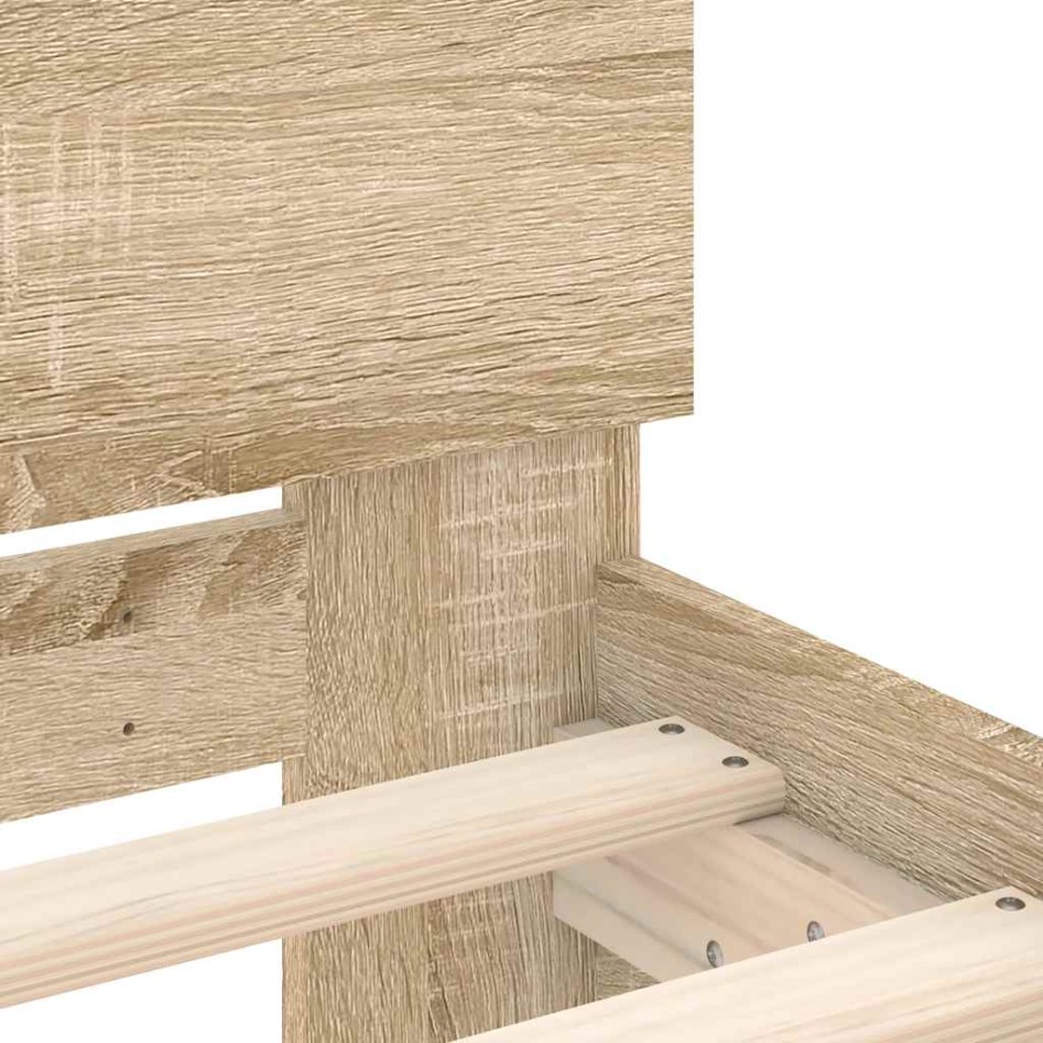 Estructura cama con cabecero sin colchón roble Sonoma 75x190