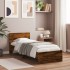 Cama con cabecero madera de ingeniería roble ahumado 75x190