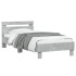 Estructura de cama cabecero luces LED gris hormigón 75x190