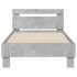 Estructura de cama cabecero luces LED gris hormigón 75x190