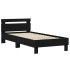 Estructura de cama con cabecero y luces LED negro 75x190