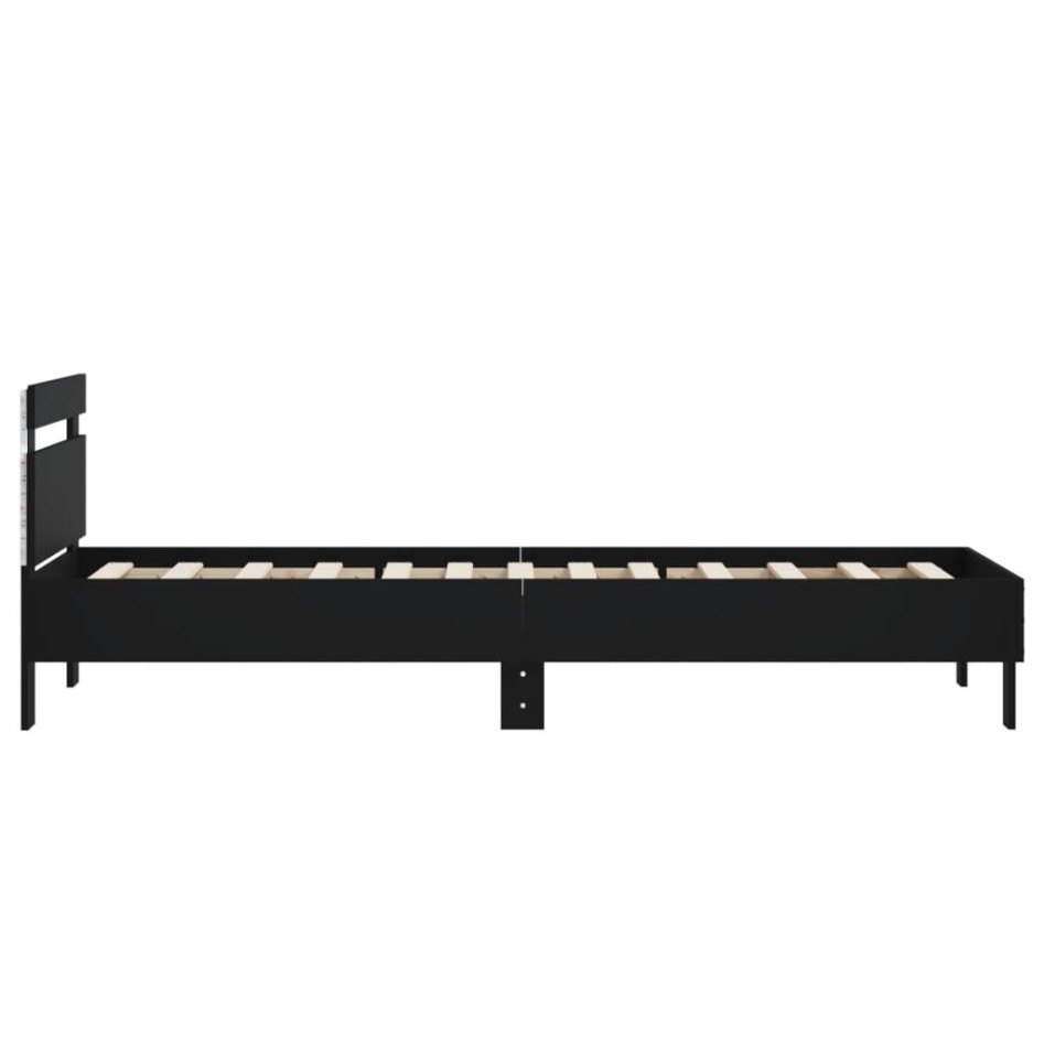 Estructura de cama con cabecero y luces LED negro 75x190