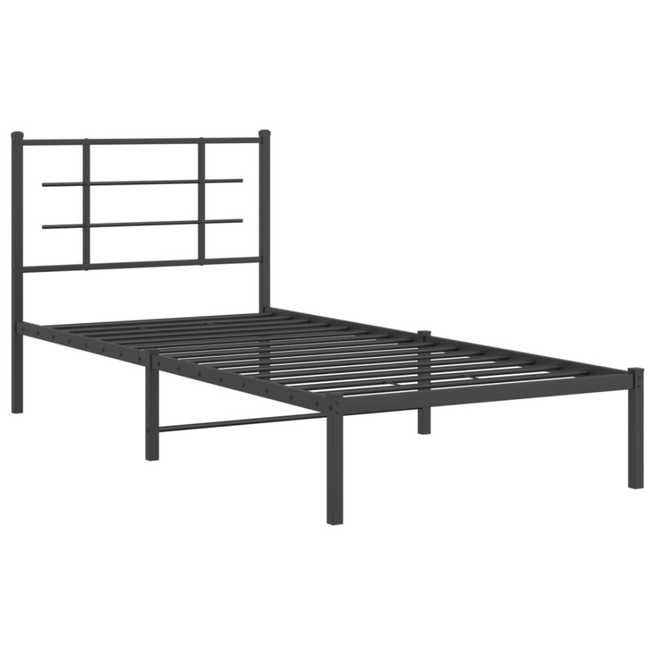 Estructura cama sin colchón con cabecero metal negro 90x190