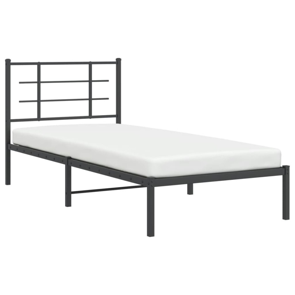 Estructura cama sin colchón con cabecero metal negro 90x190