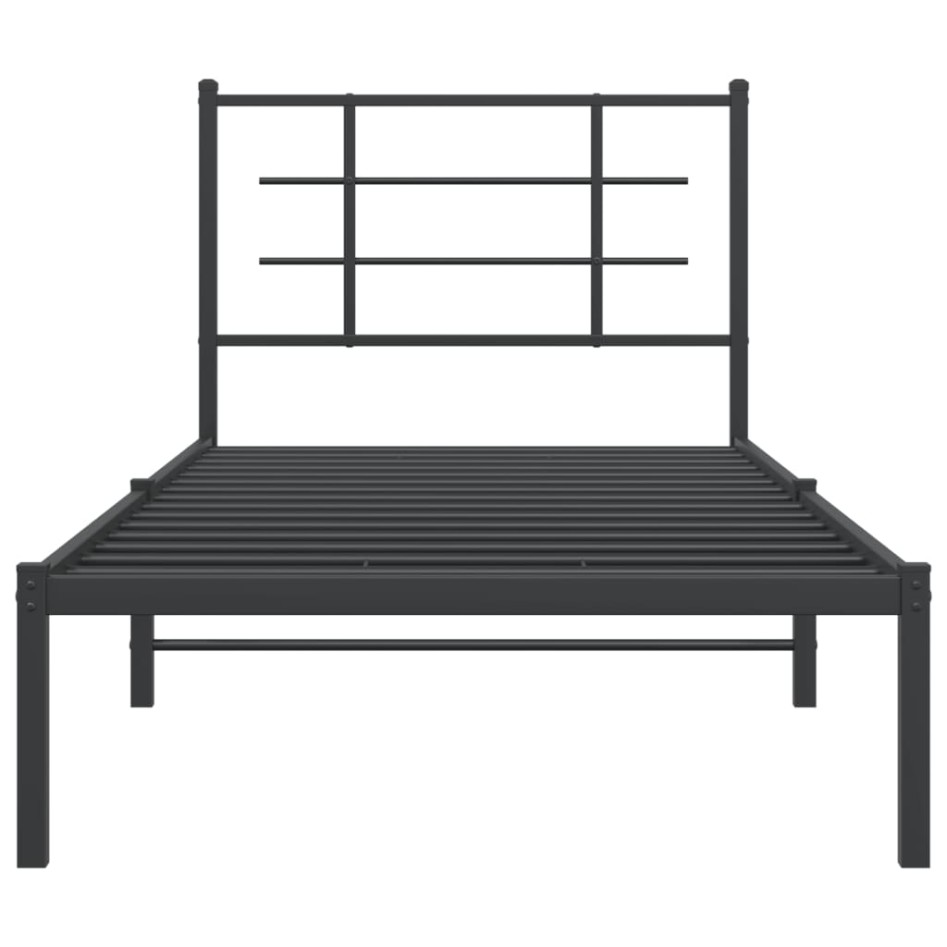 Estructura cama sin colchón con cabecero metal negro 90x190