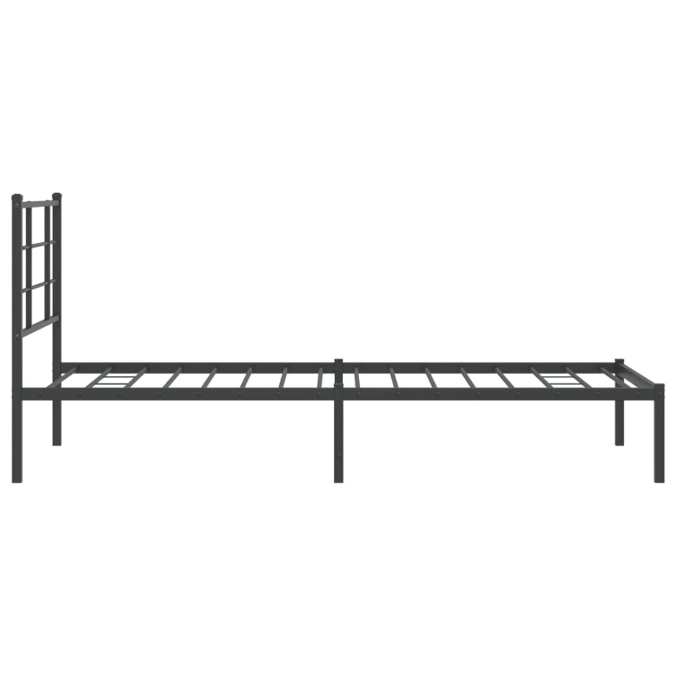 Estructura cama sin colchón con cabecero metal negro 90x190