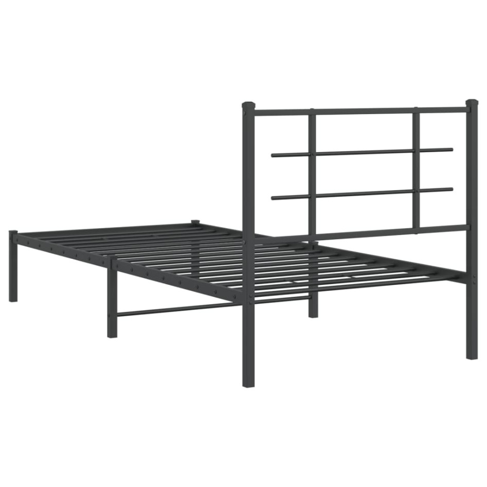 Estructura cama sin colchón con cabecero metal negro 90x190