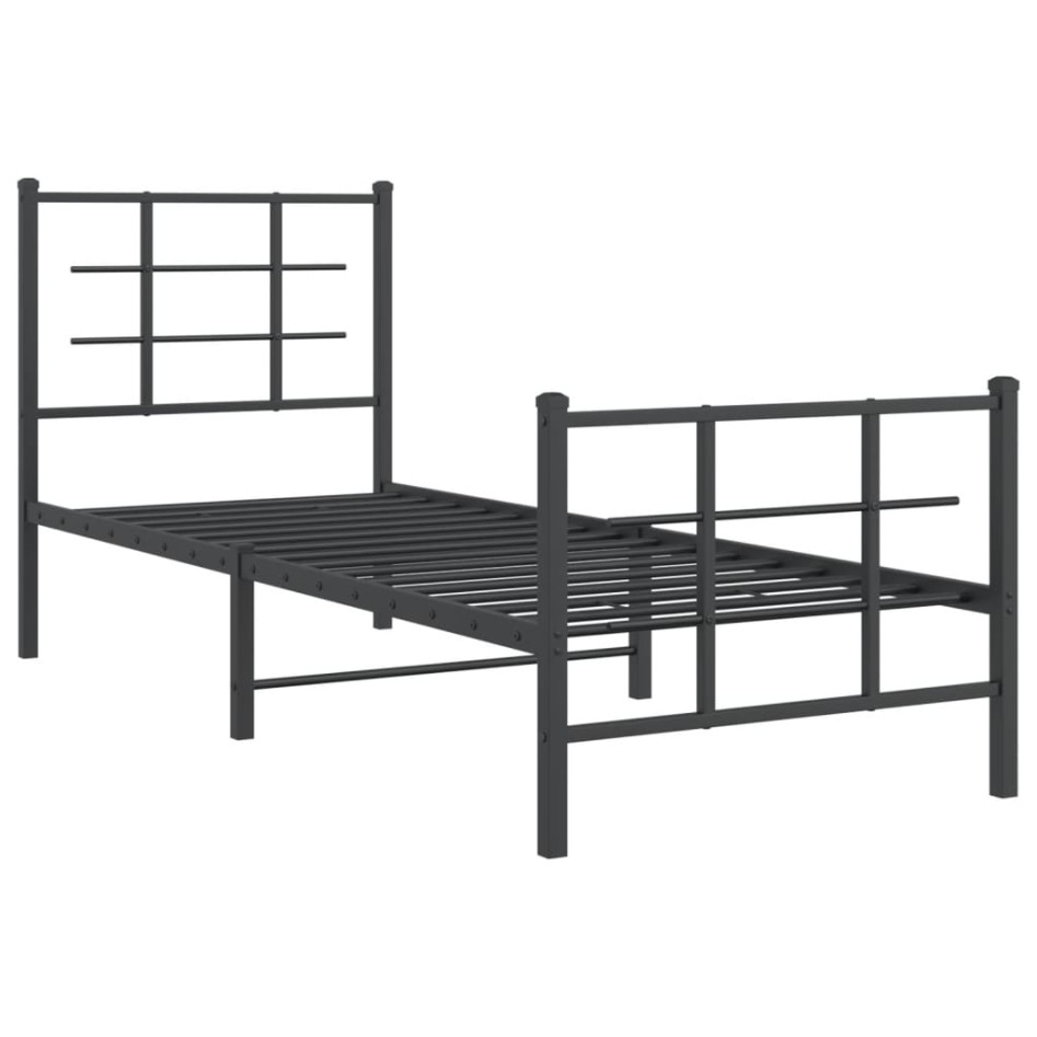 Estructura cama sin colchón con estribo metal negro 80x200