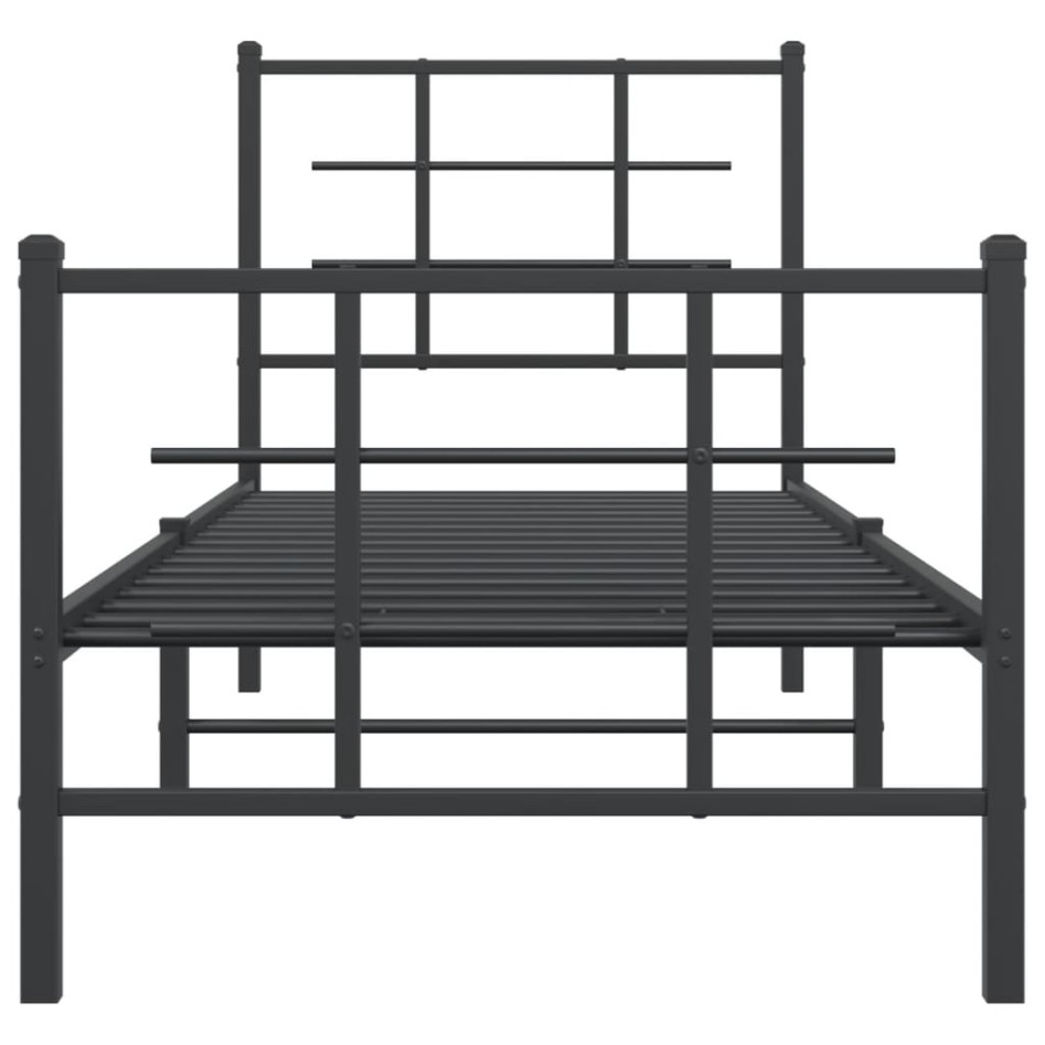 Estructura cama sin colchón con estribo metal negro 80x200