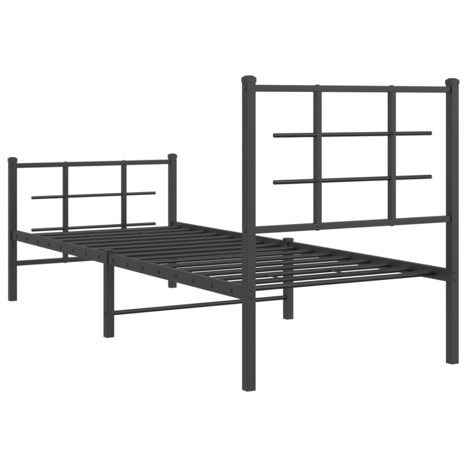 Estructura cama sin colchón con estribo metal negro 80x200