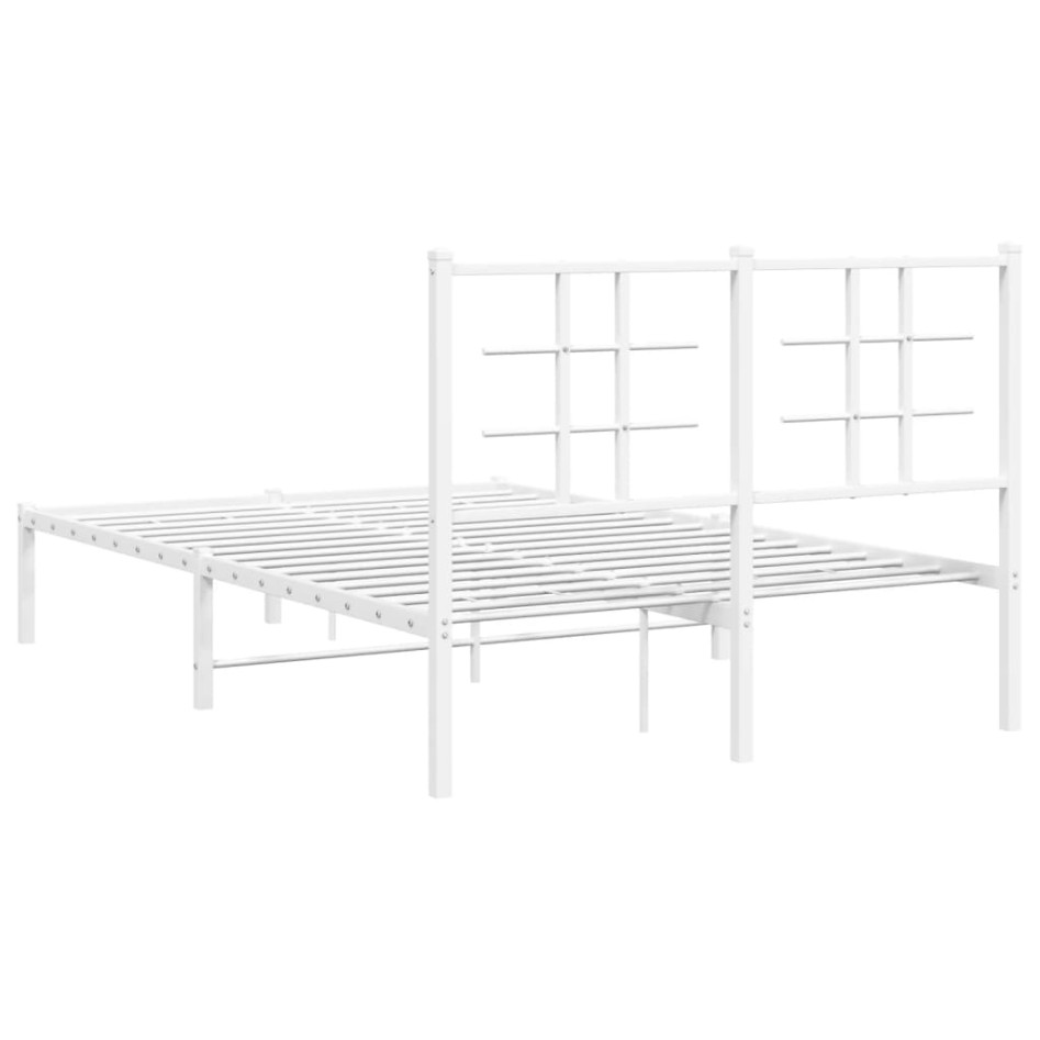 Estructura cama sin colchón con cabecero metal blanco