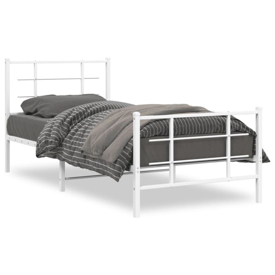 Estructura cama sin colchón con estribo metal blanco 90x190
