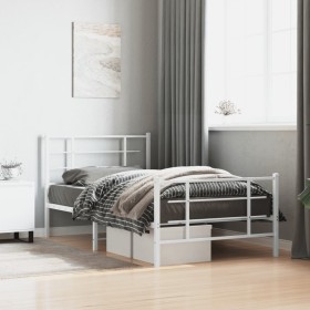 Estructura cama sin colchón con estribo metal blanco 100x190