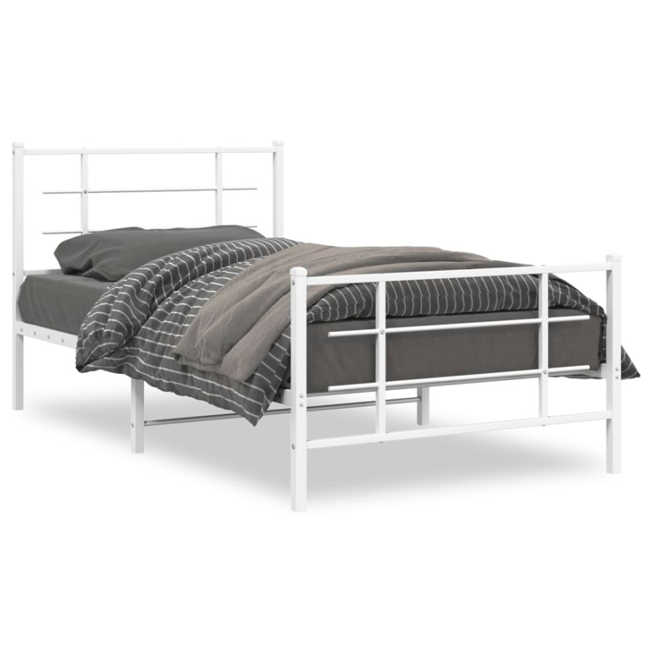 Estructura cama sin colchón con estribo metal blanco 100x190